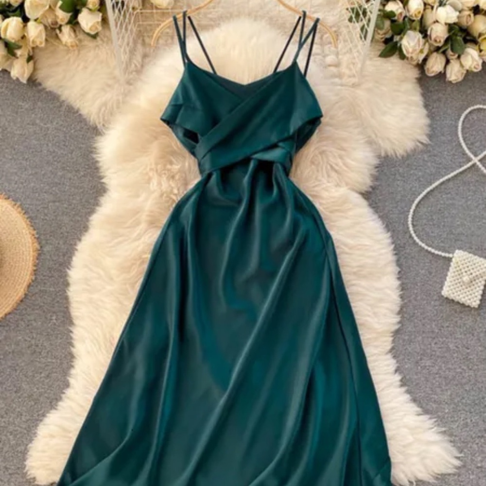 Dark green maxi dress